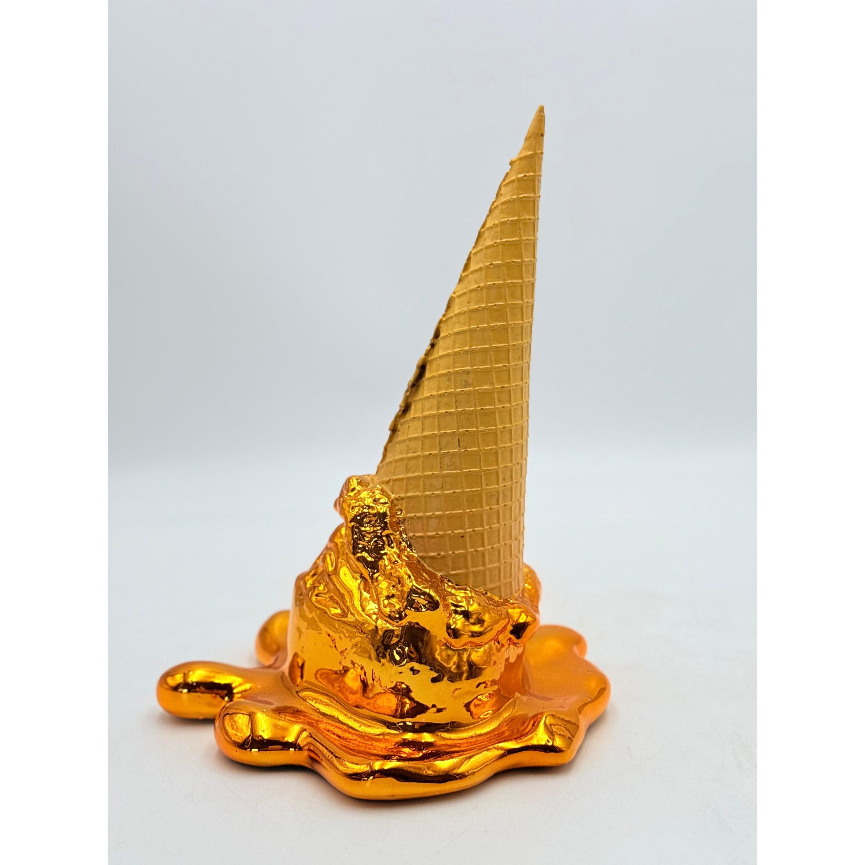 Opps! No.1 Melting Ice Cream Sculpture - Gold Chrome Edition Cream; Gold Chrome Decor Sculpture image 5 - HT Animal Supply