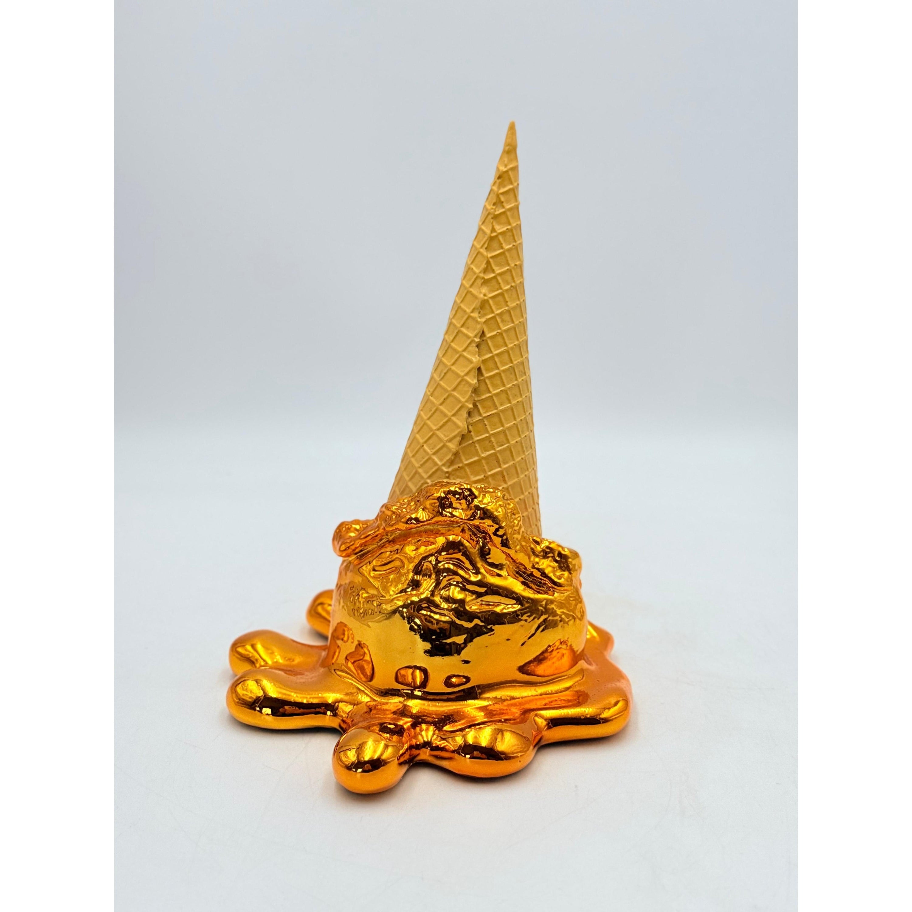 Opps! No.1 Melting Ice Cream Sculpture - Gold Chrome Edition Cream; Gold Chrome Decor Sculpture image 6 - HT Animal Supply