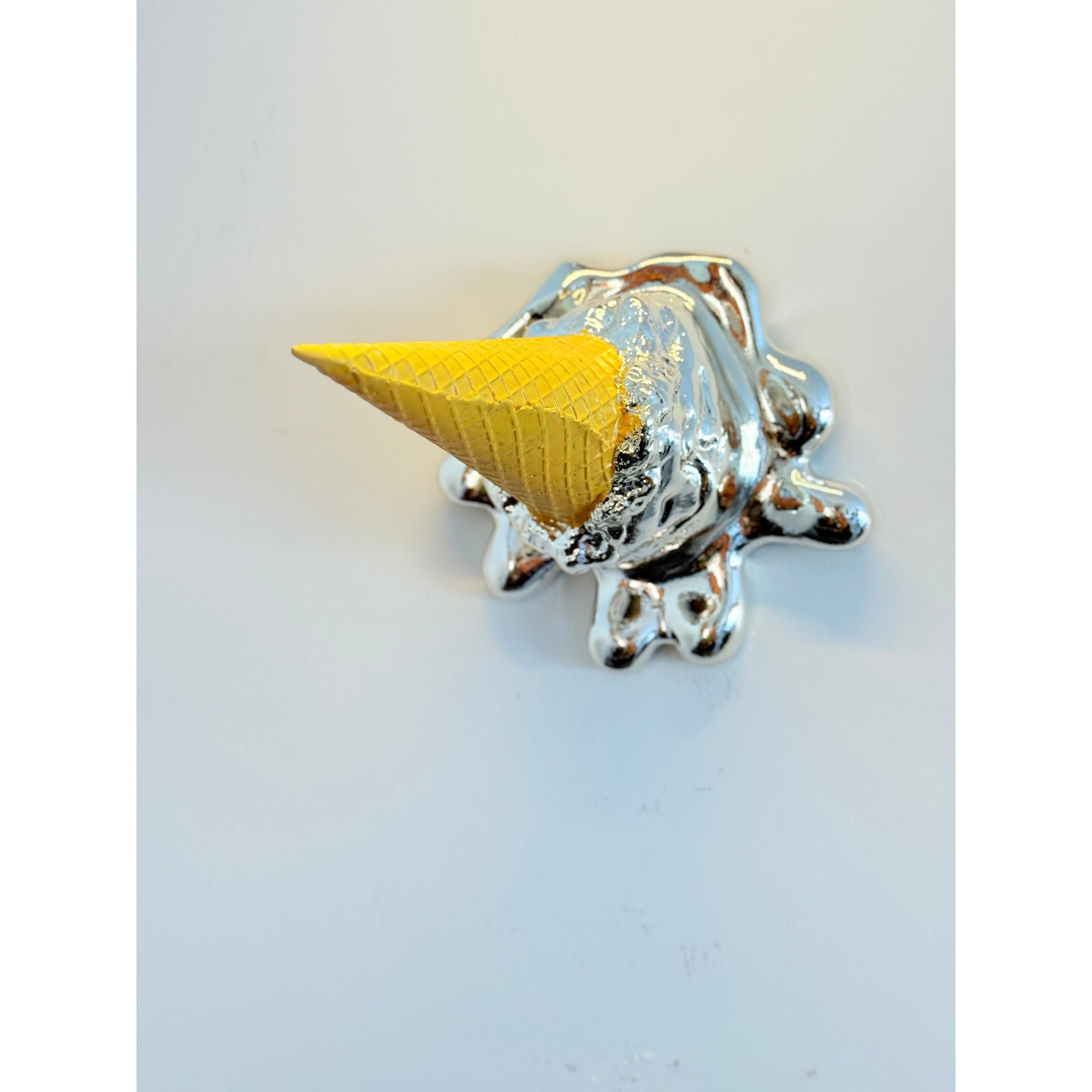 And Iconic Oops! No.1 Melting Ice Cream Sculpture Silver Chrome Style
