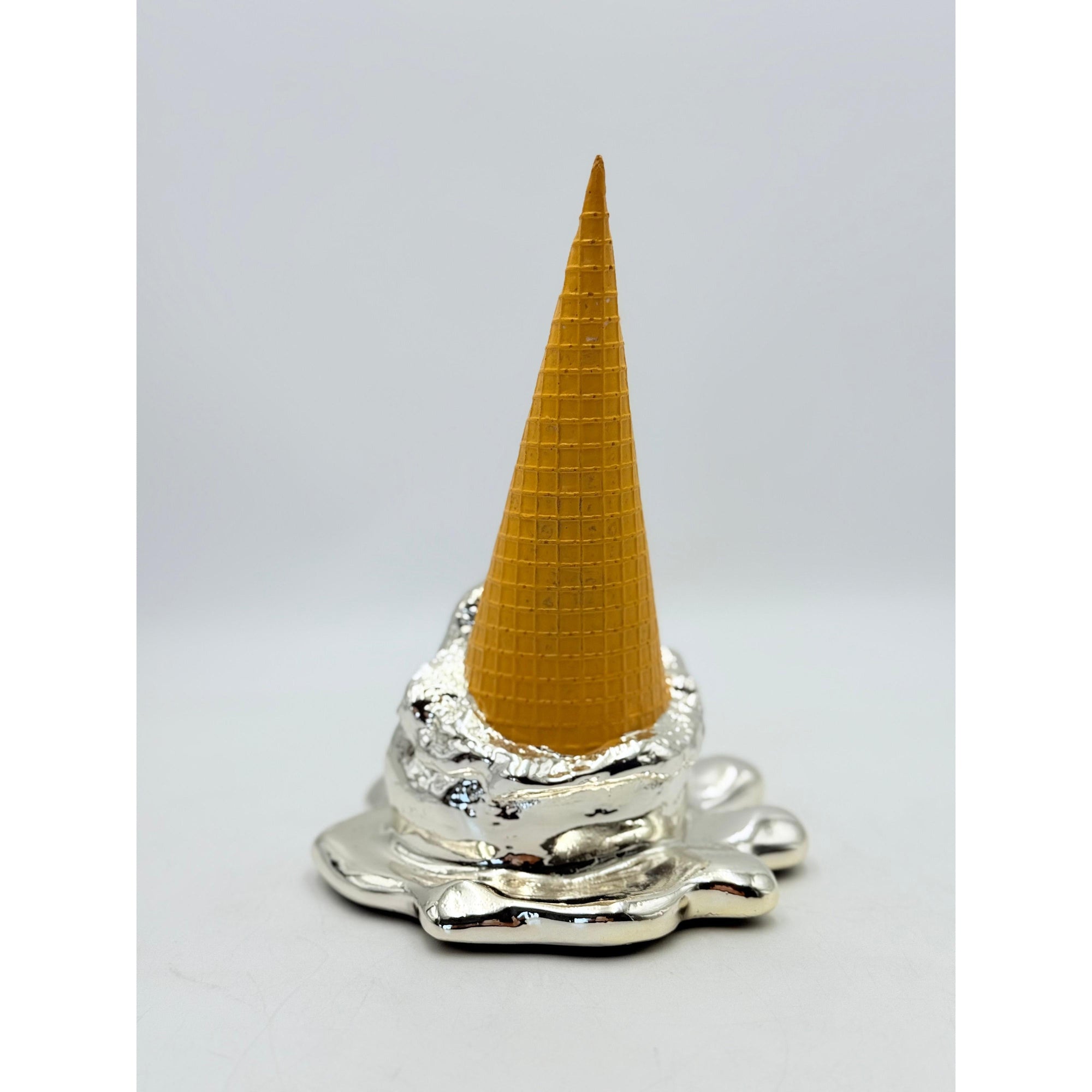 And Iconic Oops! No.1 Melting Ice Cream Sculpture Silver Chrome Style