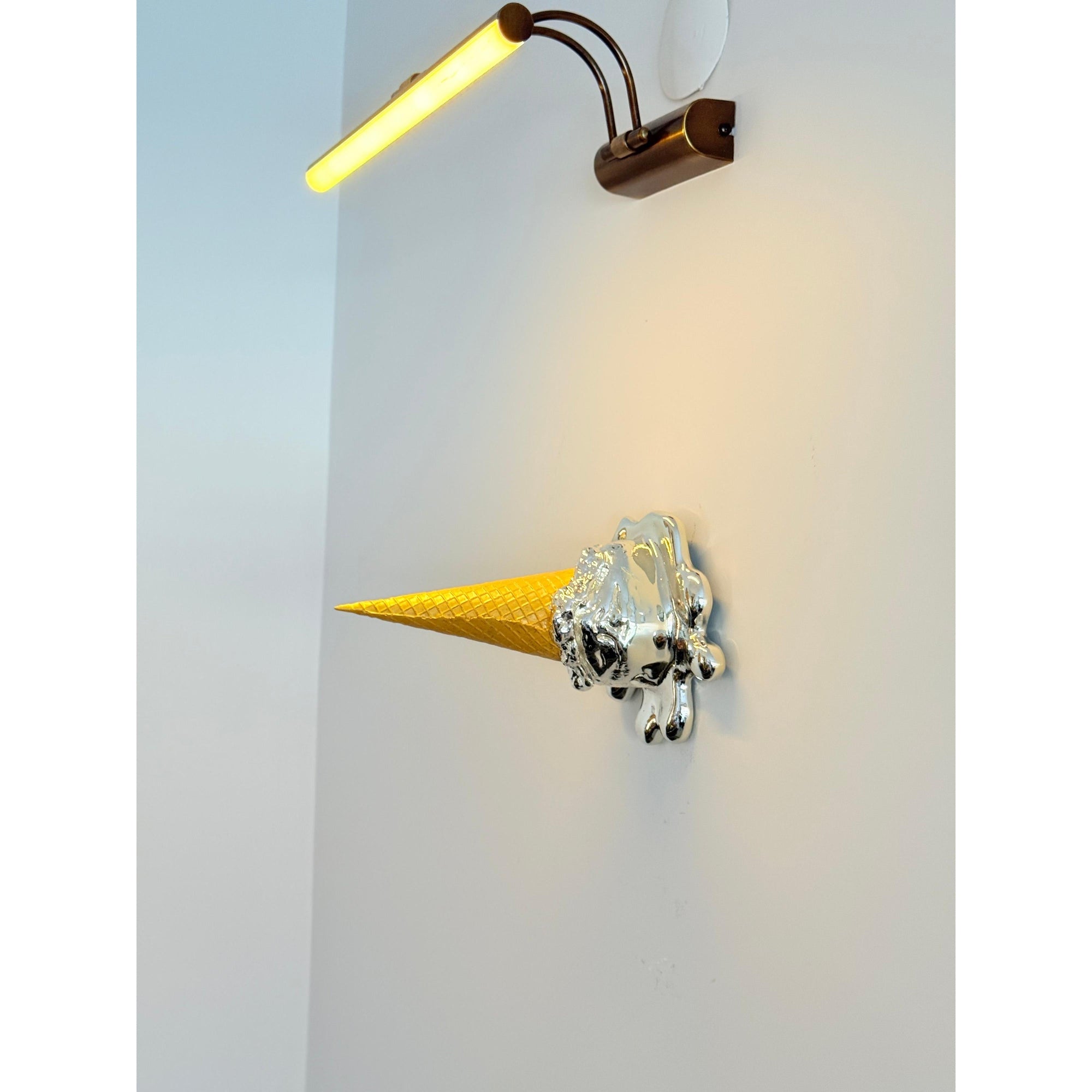 And Iconic Oops! No.1 Melting Ice Cream Sculpture Silver Chrome Style