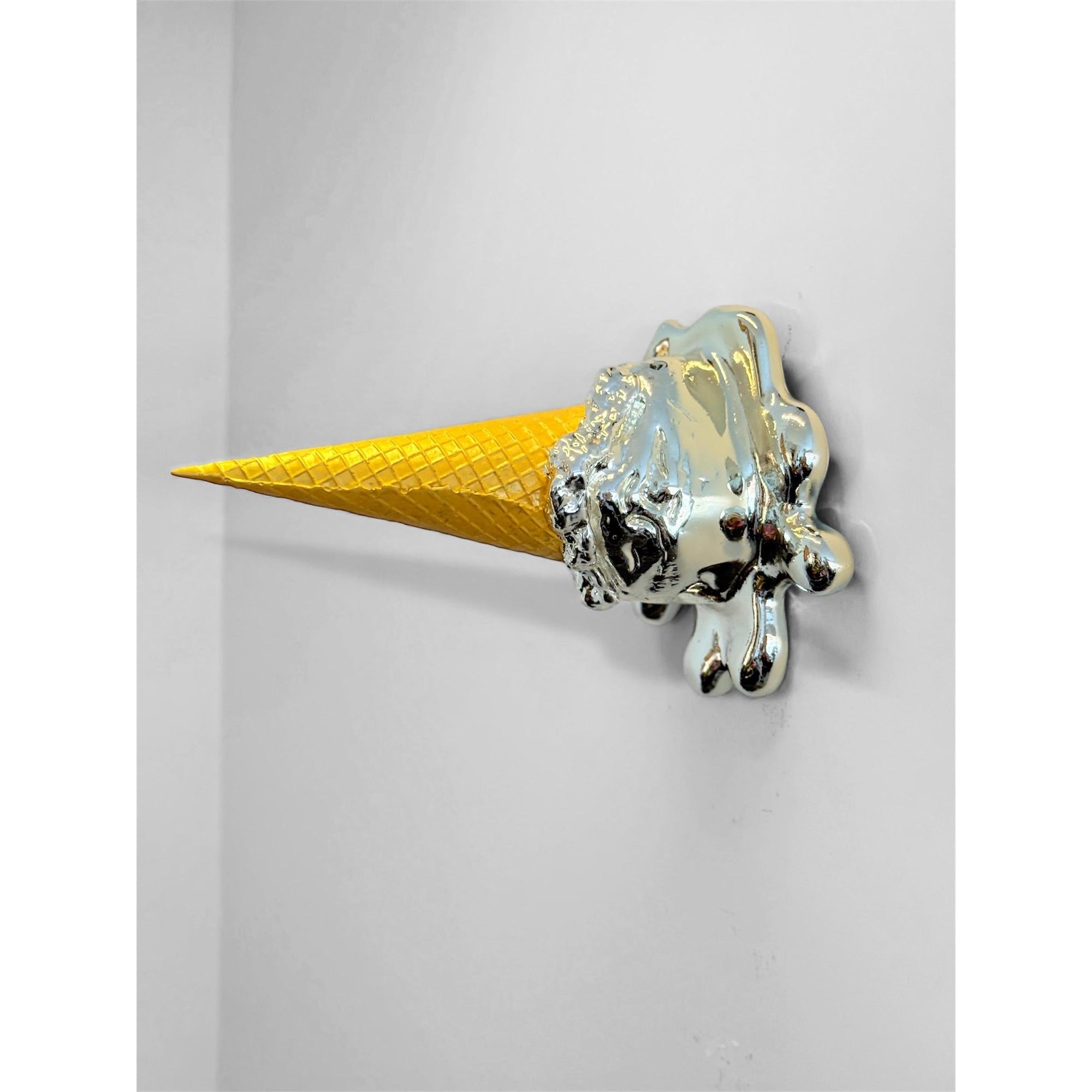 And Iconic Oops! No.1 Melting Ice Cream Sculpture Silver Chrome Style