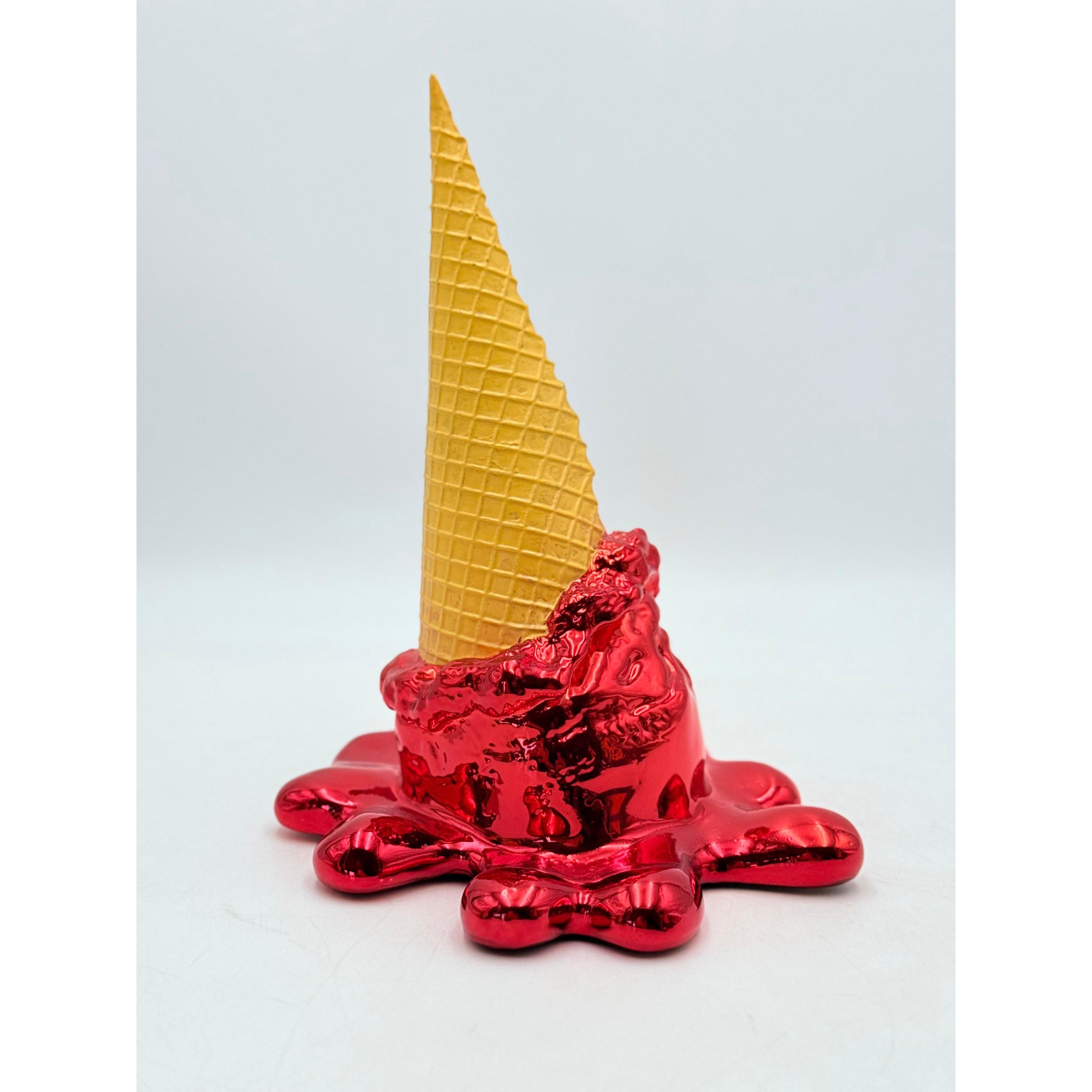 Opps! No.1 Ice Cream Sculpture - Red Chrome Edition Cream; Red Chrome Decor Sculpture image 2 - HT Animal Supply
