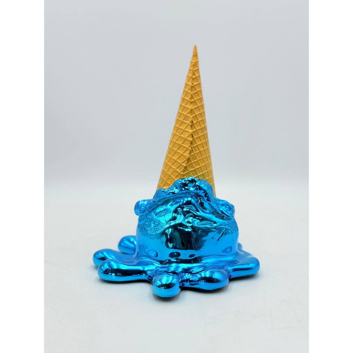 And Iconic Oops! No.1 Melting Ice Cream Sculpture Blue Chrome Style