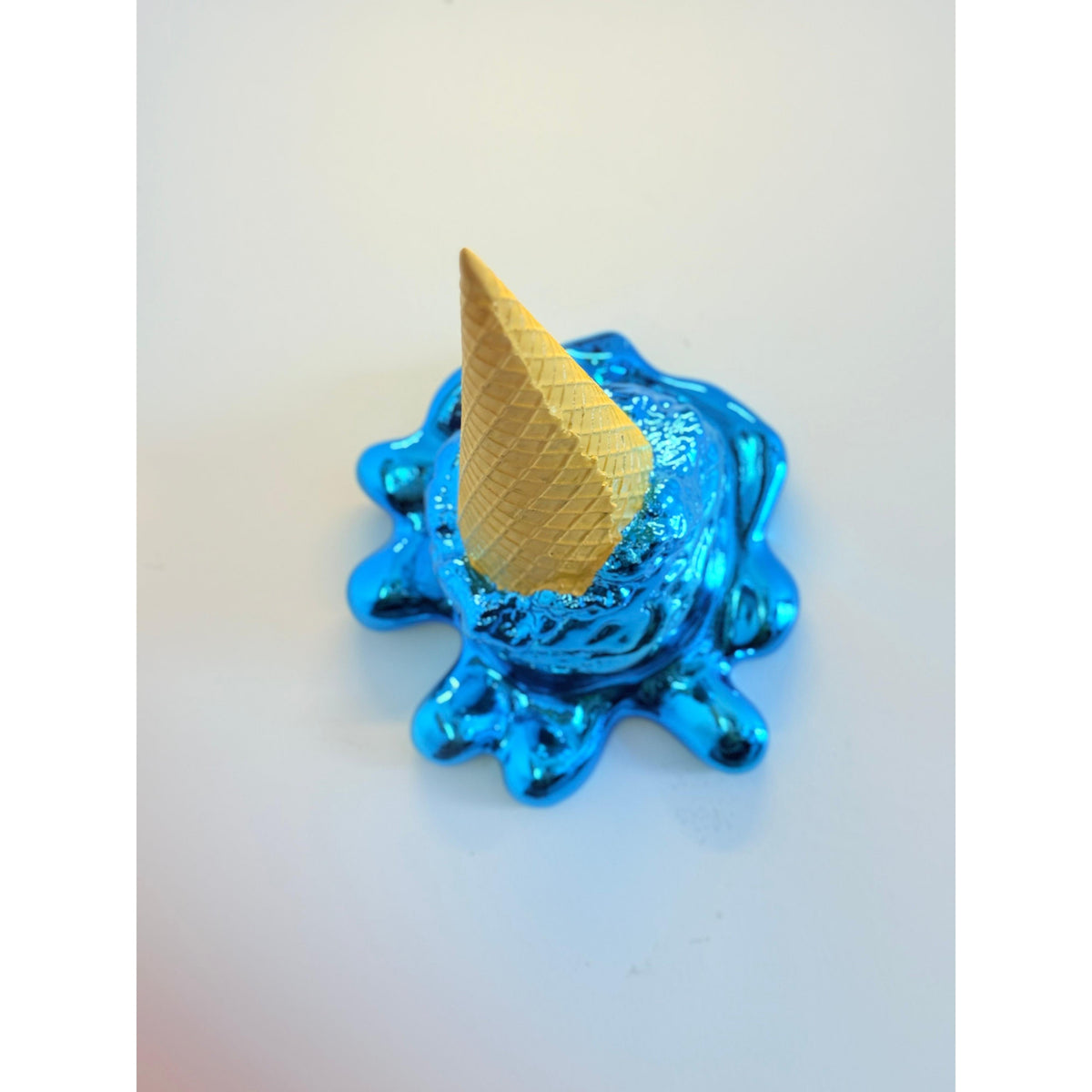 And Iconic Oops! No.1 Melting Ice Cream Sculpture Blue Chrome Style