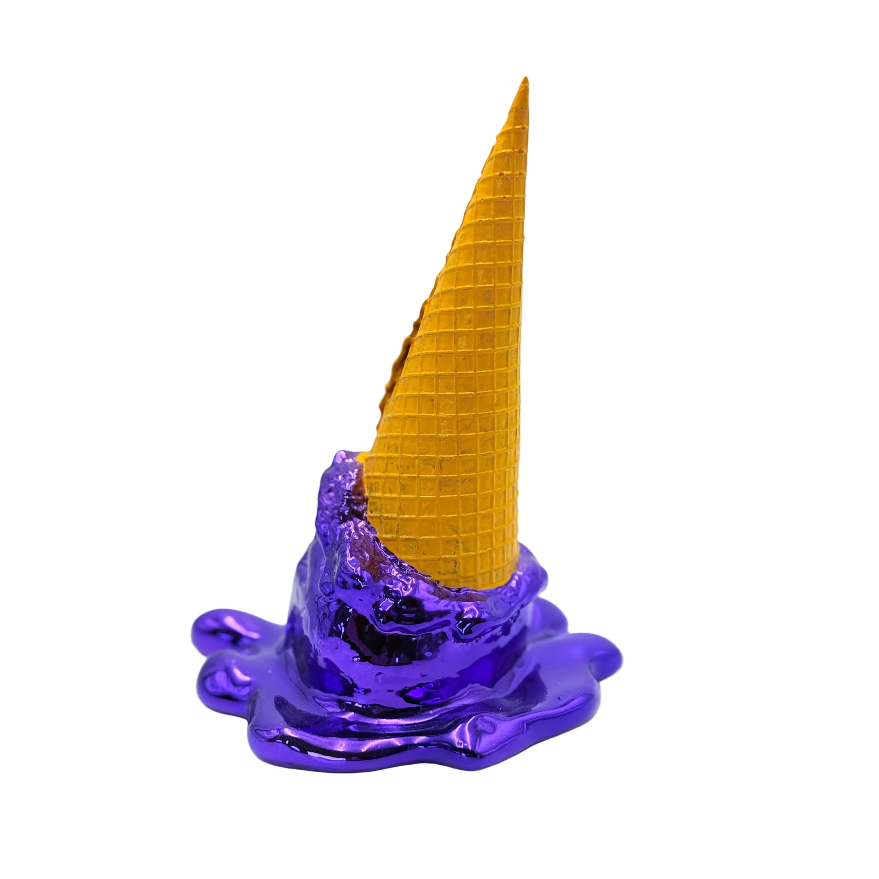 Opps! No.1 Melting Ice Cream Sculpture - Purple Chrome Edition Purple; Cream Chrome Decor Sculpture image 2 - HT Animal Supply