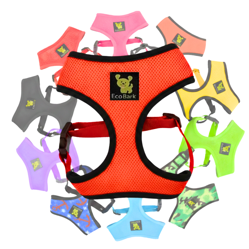 Over-the-Head Dog Harnesses - Max Comfort - 18 Colors & Patterns / Orange