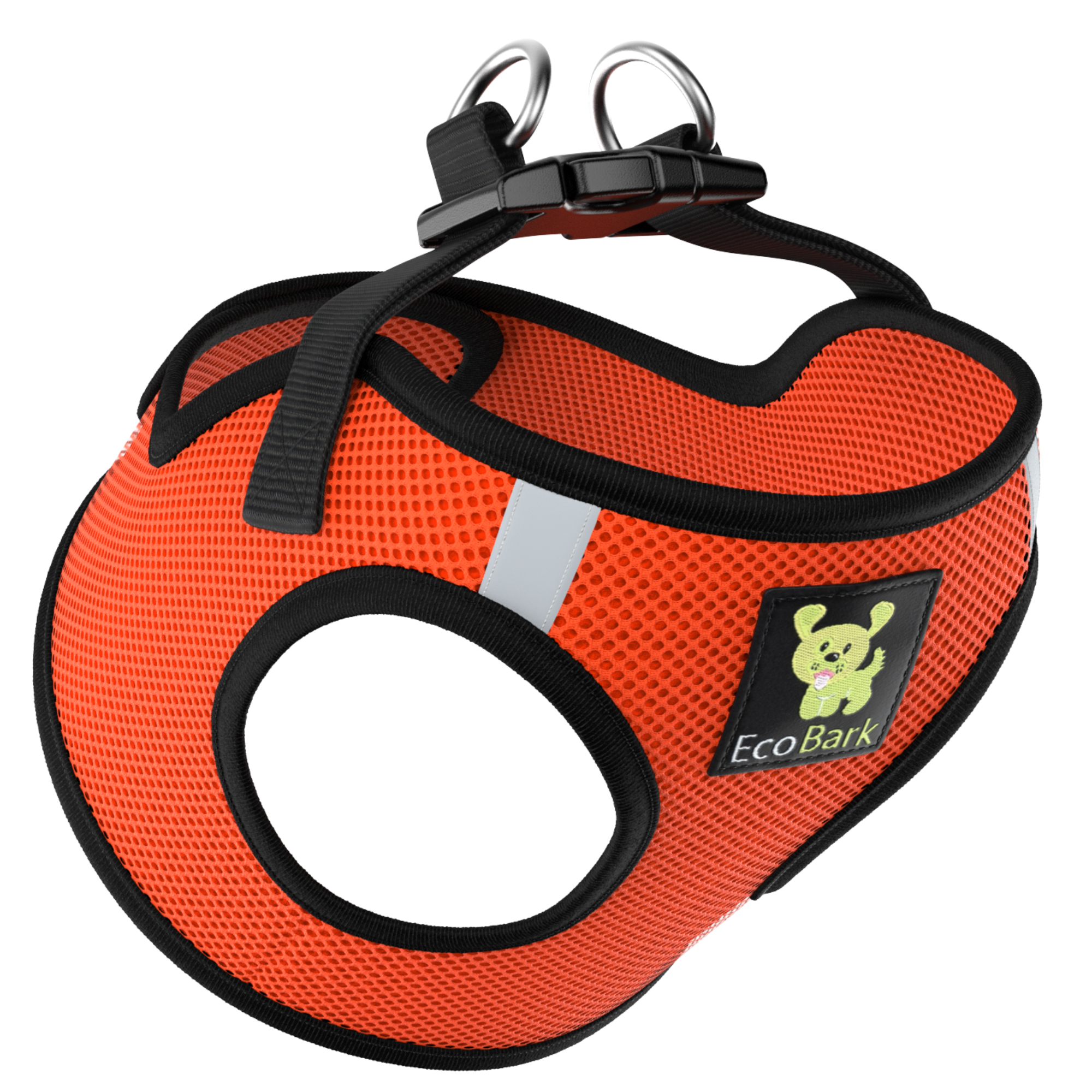 EcoBark Step In Dog Harness - Teacup & Small Breeds- Reflective Soft Mesh Harness for Teacup, Small Dogs and Puppies / Orange