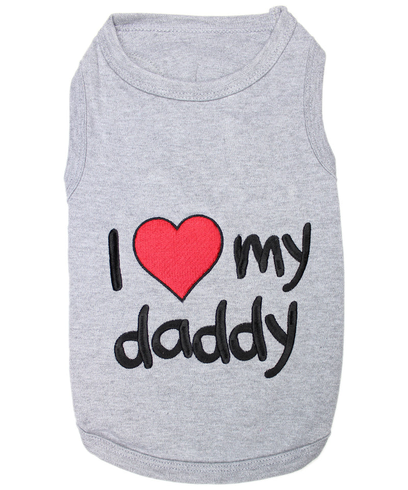 Parisian Pet I Love Daddy Lightweight Pet T-Shirt-Gray