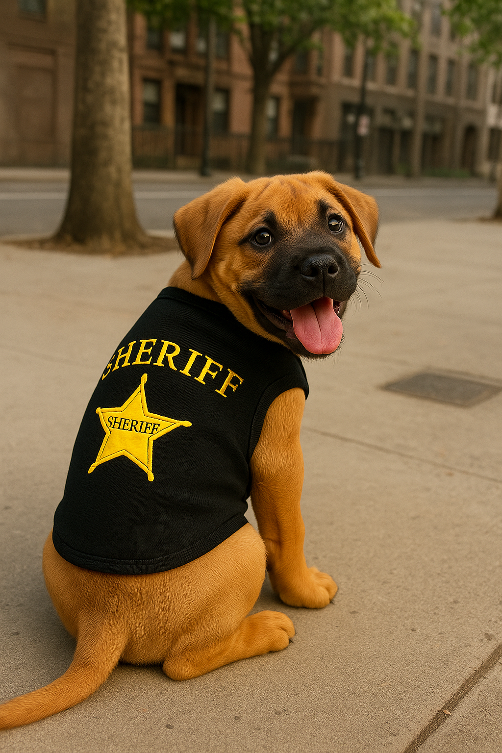 Parisian Pet Sheriff Dog T-Shirt-Black