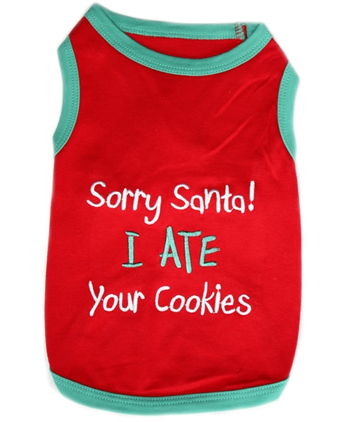 Parisian Pet Sorry Santa, I Ate Your Cookies Christmas Shirt for Pets - Festive Dog & Cat Outfit, Red