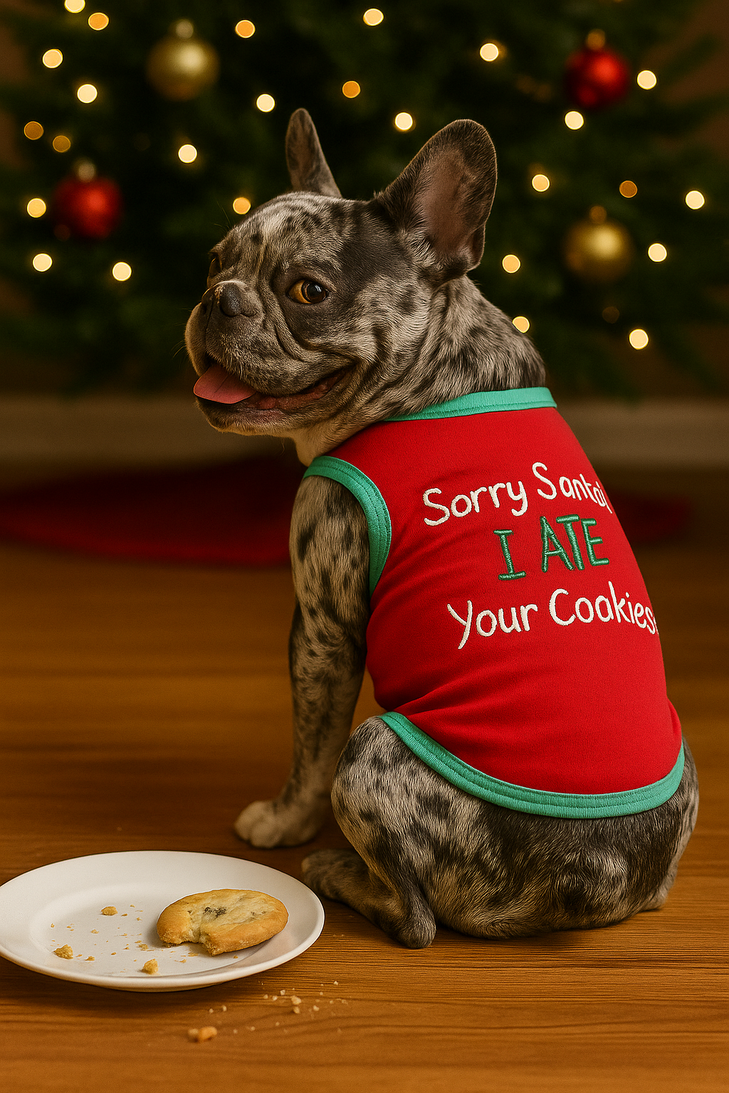 Parisian Pet Sorry Santa, I Ate Your Cookies Christmas Shirt for Pets - Festive Dog & Cat Outfit, Red
