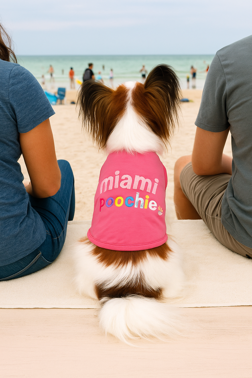 Parisian Pet Miami Poochie Dog & Cat Shirt  Trendy Embroidered Vacation Dog T-Shirt, Comfortable & Machine Washable  Pink