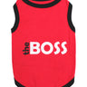 Parisian Pet The Boss Embroidered Pet T-Shirt – Bold Slogan Dog Apparel for Dogs & Cats, Red