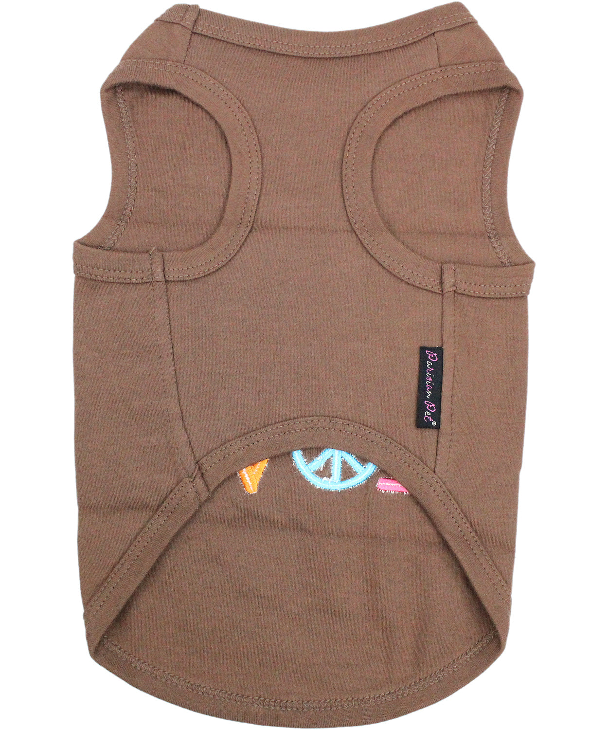 Parisian Pet Peace Love Positive Pet T-Shirt  Stylish Cotton Outfit for Dogs & Cats, Brown-Valentines Day