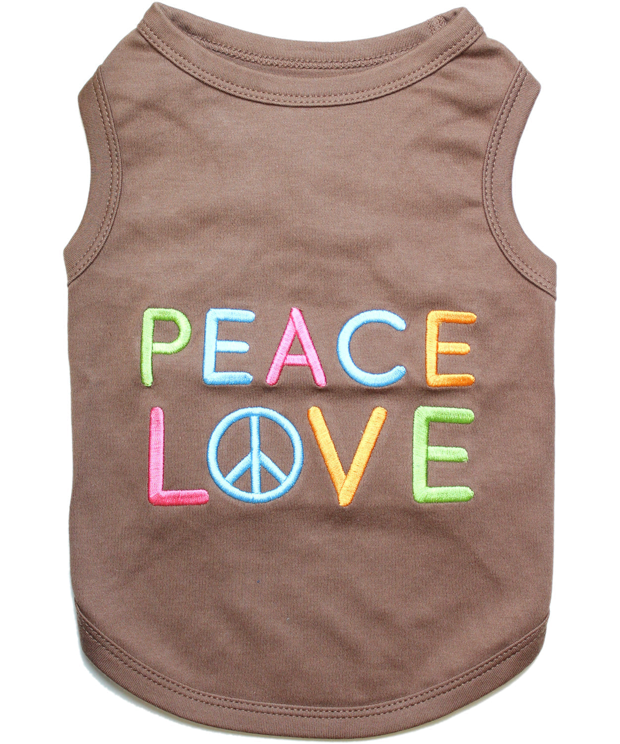 Parisian Pet Peace Love Positive Pet T-Shirt  Stylish Cotton Outfit for Dogs & Cats, Brown-Valentines Day
