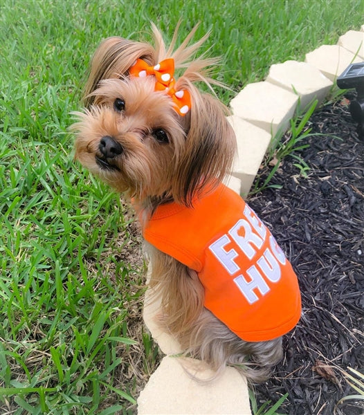Parisian Pet Free Hugs Embroidered Dog T-Shirt-Orange