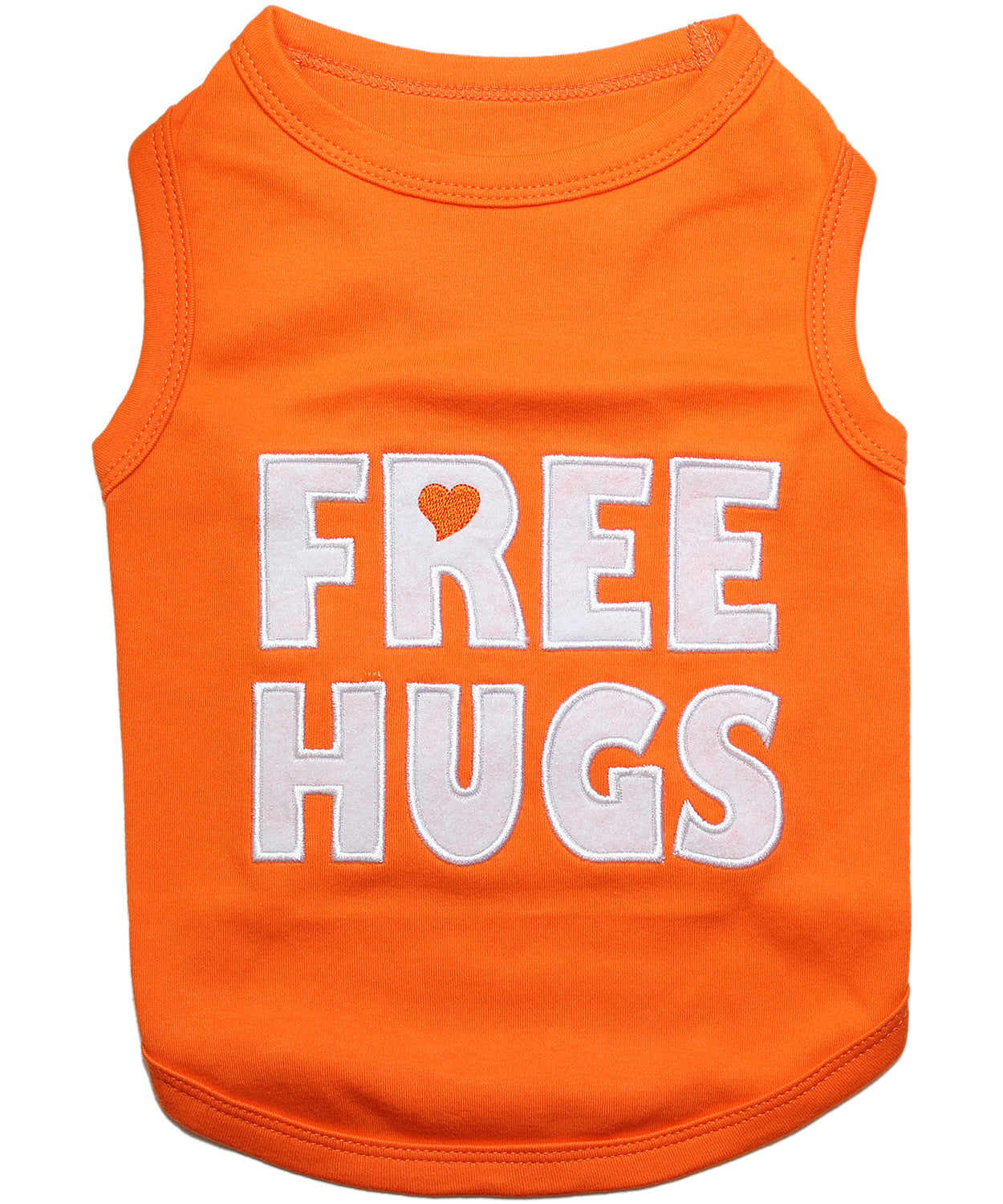 Parisian Pet Free Hugs Embroidered Dog T-Shirt – Trendy Casual Outfit for Small Dogs & Cats, Orange - Valentines Day
