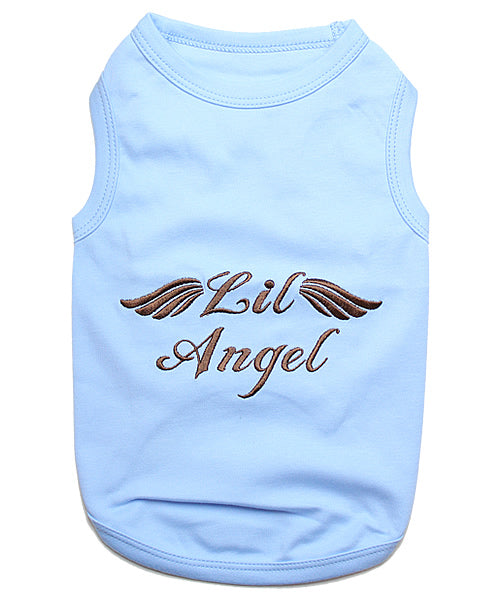 Parisian Pet Lil Angel Dog & Cat T-Shirt – Comfortable & Lightweight Embroidered Novelty Pet Shirt – Light Blue