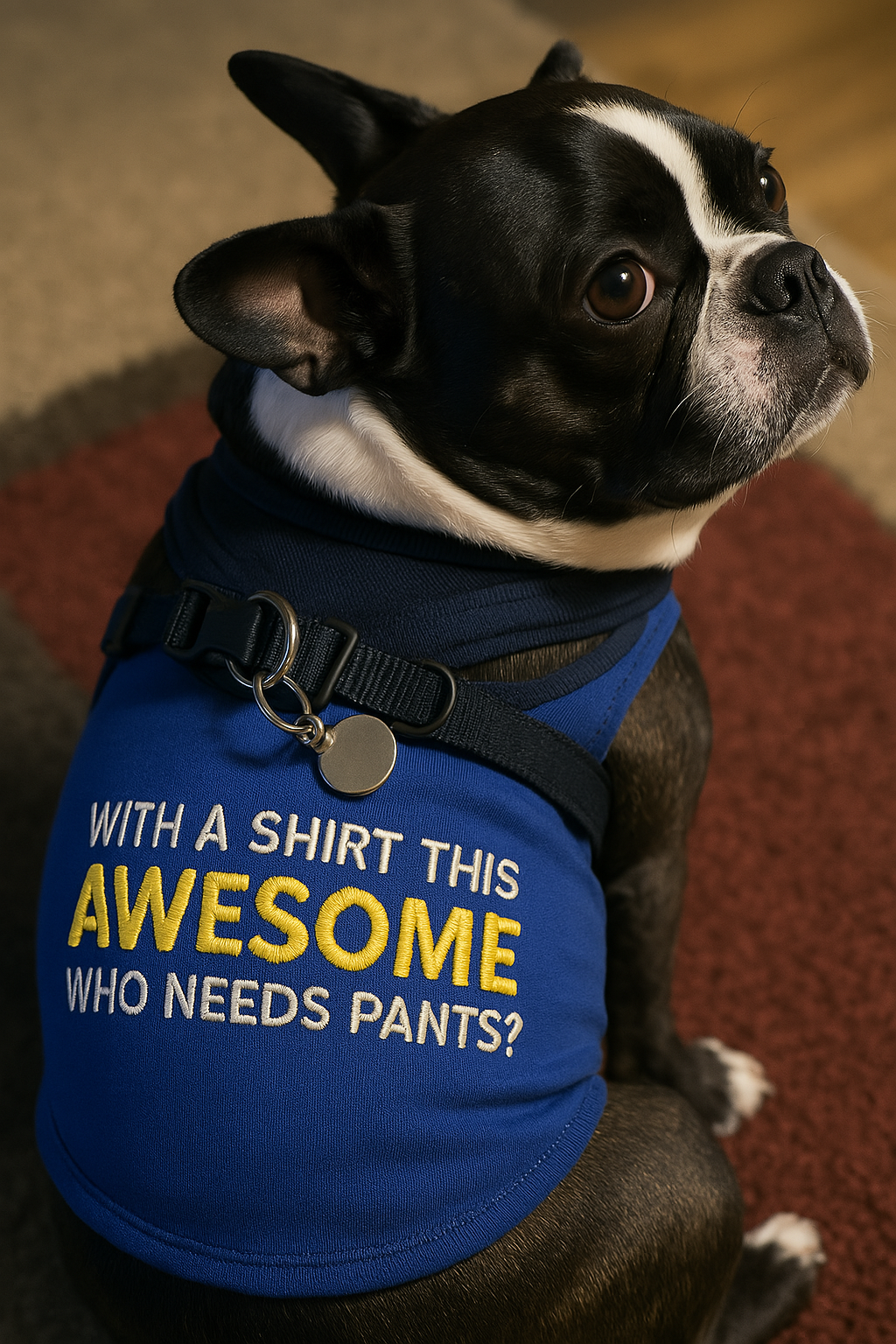 Parisian Pet Awesome Dog & Cat T-Shirt  Comfortable & Lightweight Cotton, Funny Novelty Pet Shirt  Blue