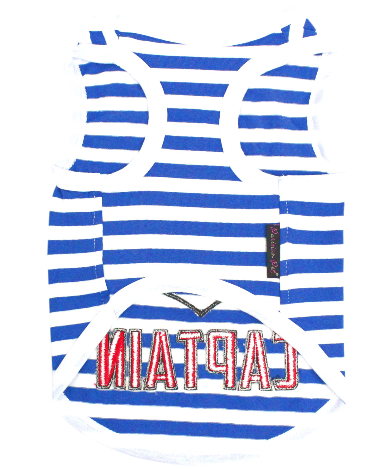 Parisian Pet Captain Fun Sailor Dog Outfit  Soft and Breathable Nautical Pet Wear for Small Dogs & Cats, Blue & White Stripes