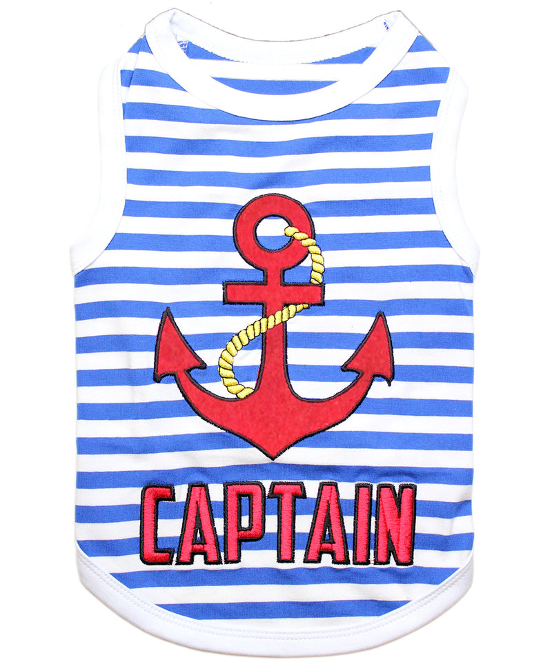 Parisian Pet Captain Fun Sailor Dog Outfit-Blue & White Stripes