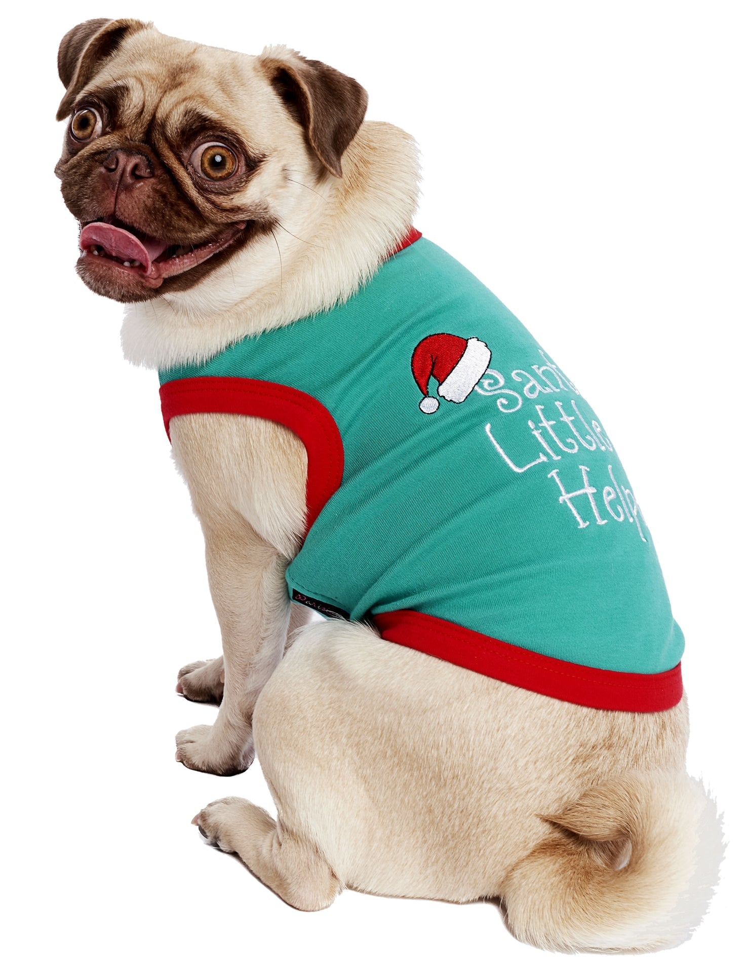 Parisian Pet Santas Little Helper Dog T-Shirt-Green