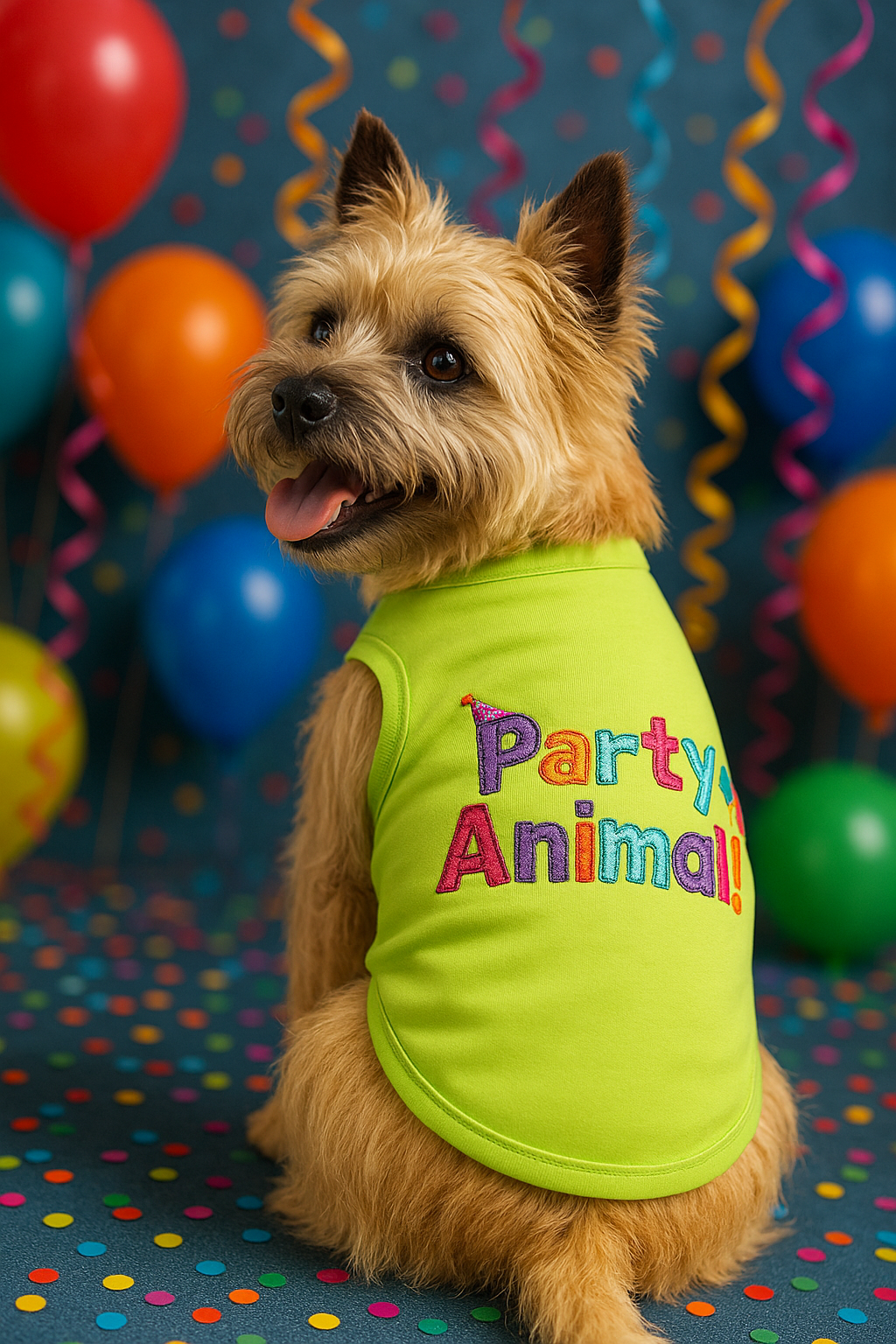 Parisian Pet Party Animal Dog & Cat Shirt  Stylish Cotton T-Shirt, Embroidered Design, Machine Washable Pet Clothing  Light Green