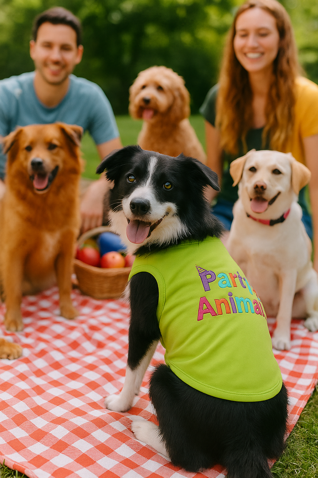 Parisian Pet Party Animal Dog & Cat Shirt  Stylish Cotton T-Shirt, Embroidered Design, Machine Washable Pet Clothing  Light Green