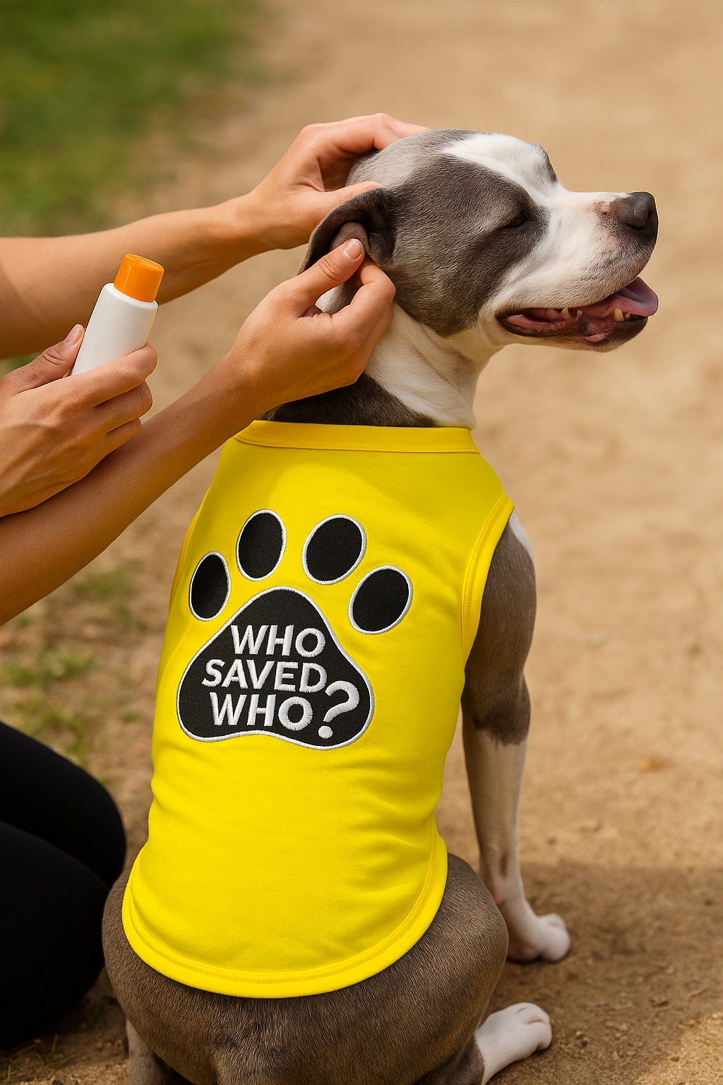 Parisian Pet Who Saved Who Heartwarming Dog T-Shirt-Light Yellow