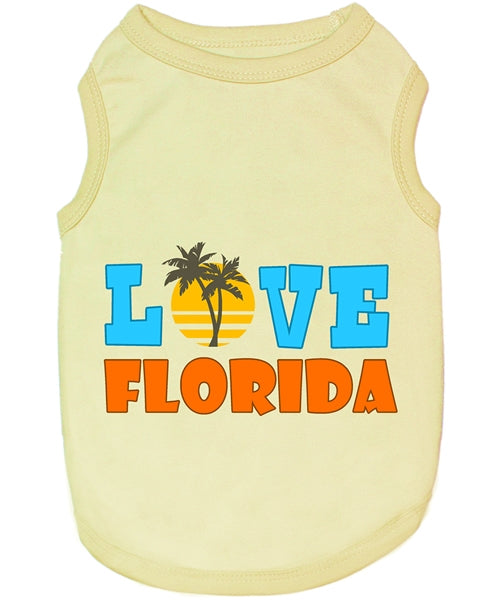 Parisian Pet Love Florida Pet Apparel – Trendy Florida Pride Dog Shirt for Small Dogs & Cats, Yellow