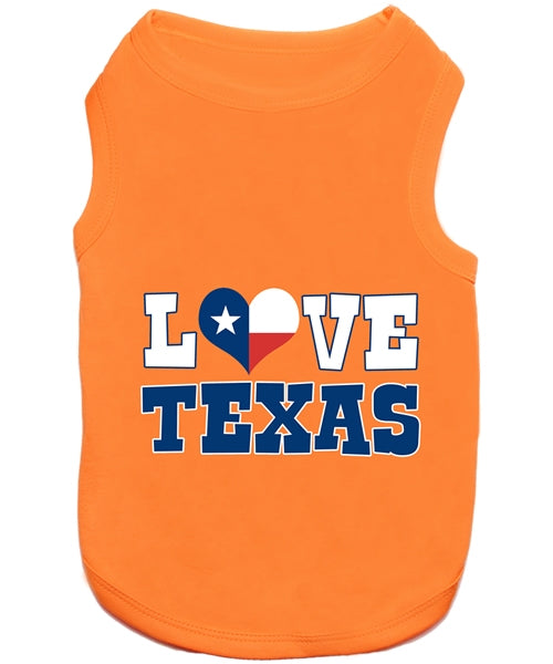 Parisian Pet Love Texas Pet T-Shirt – Trendy Texas-Themed Outfit for Small Dogs & Cats, Orange