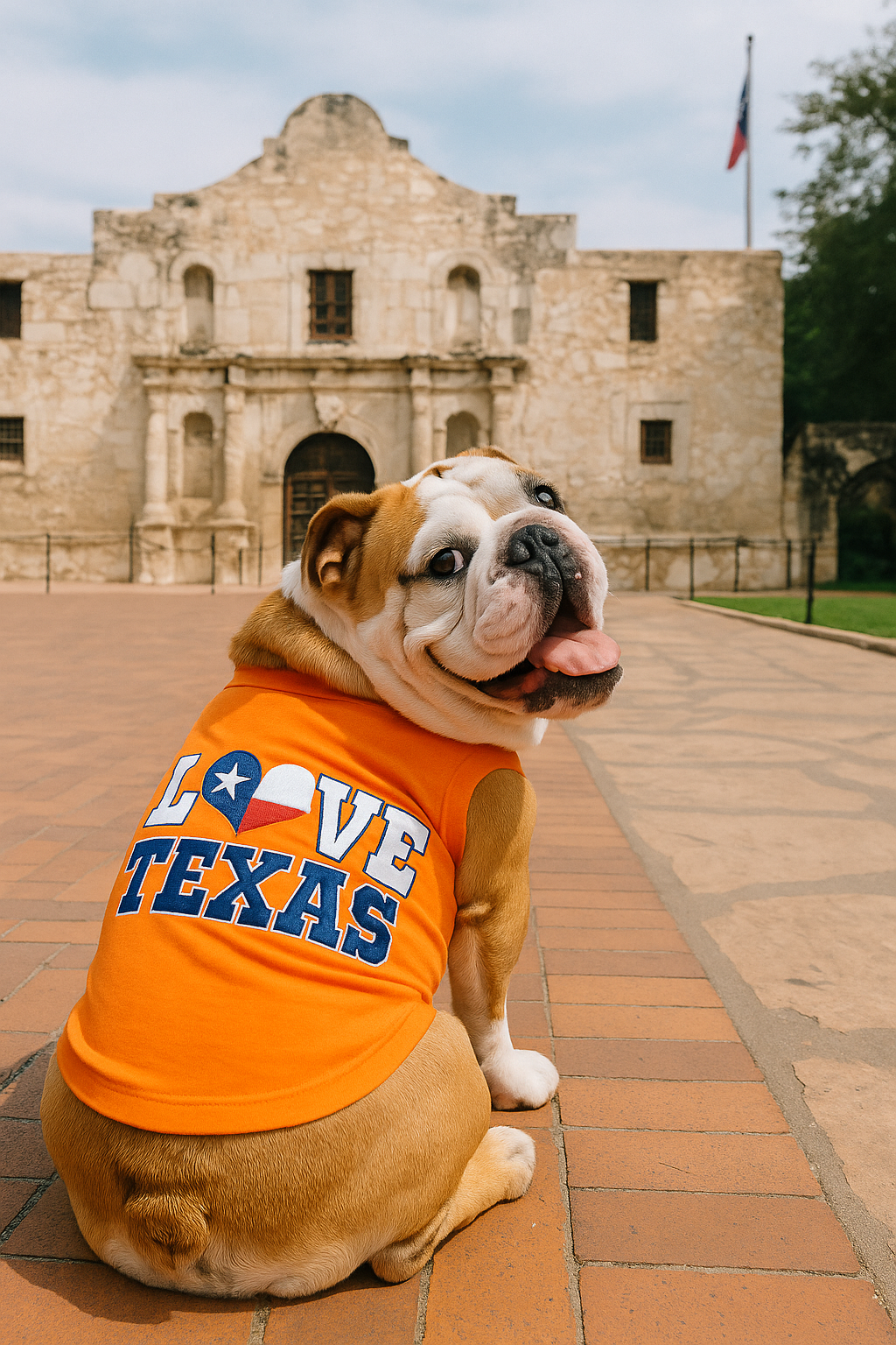 Parisian Pet Love Texas Pet T-Shirt  Trendy Texas-Themed Outfit for Small Dogs & Cats, Orange