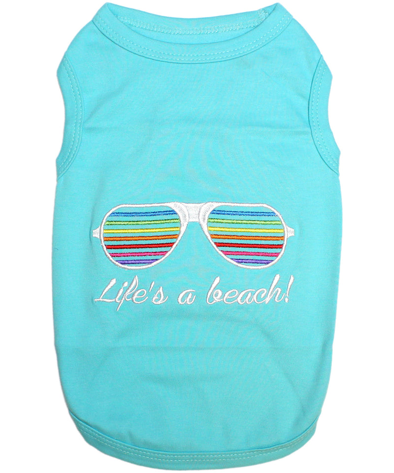 Parisian Pet Lifes a Beach Summer Dog T-Shirt-Light Blue