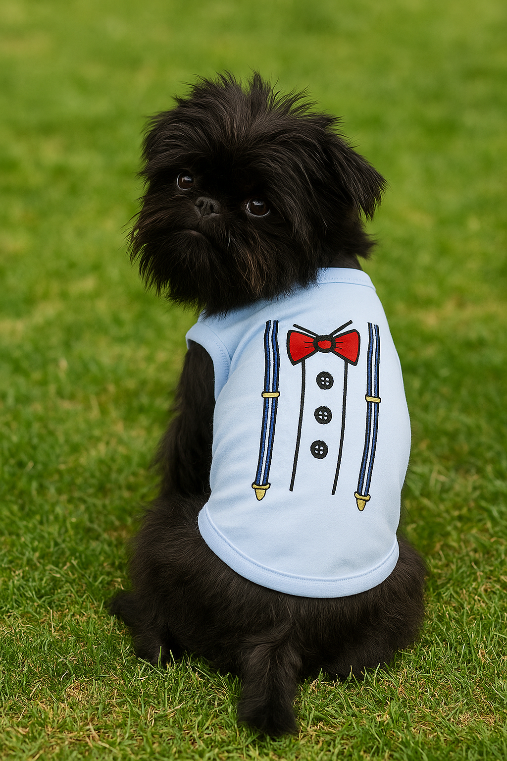 Parisian Pet Suspender Dog Shirt  Formal Outfit for Dogs & Cats, Light Blue