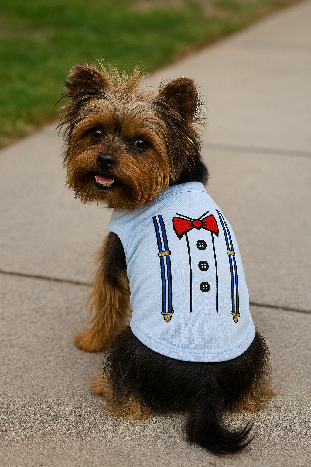 Parisian Pet Suspender Dog Shirt  Formal Outfit for Dogs & Cats, Light Blue