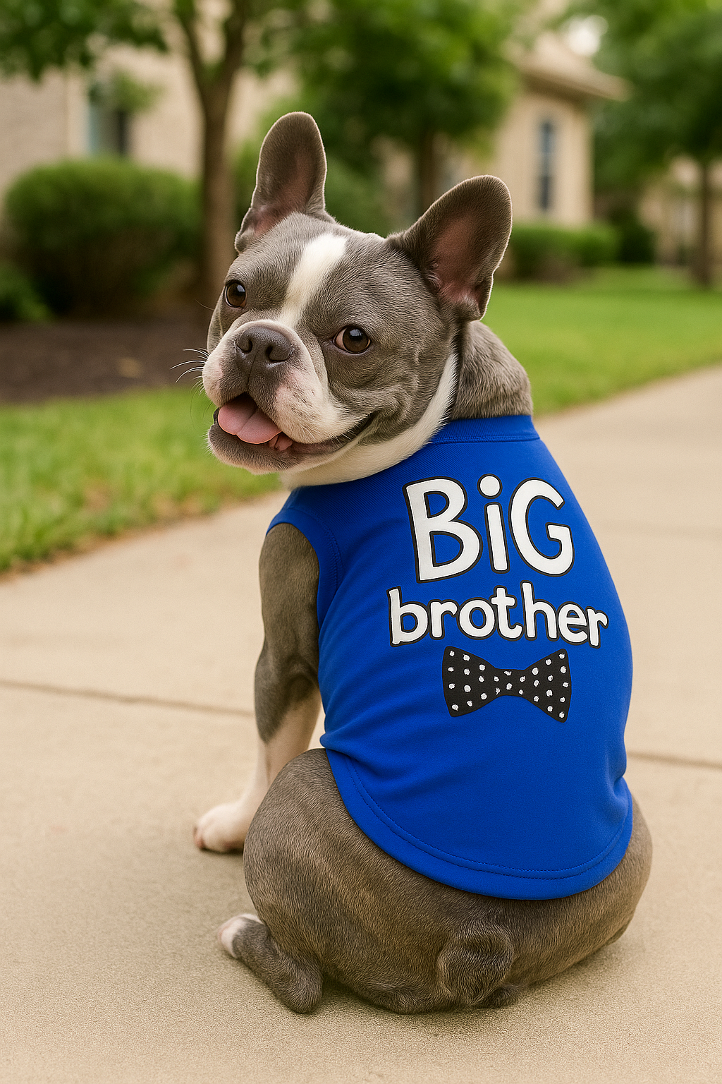 Parisian Pet Big Brother Embroidered Pet T-Shirt  Cute Sibling Announcement Dog Shirt for Dogs & Cats, Blue