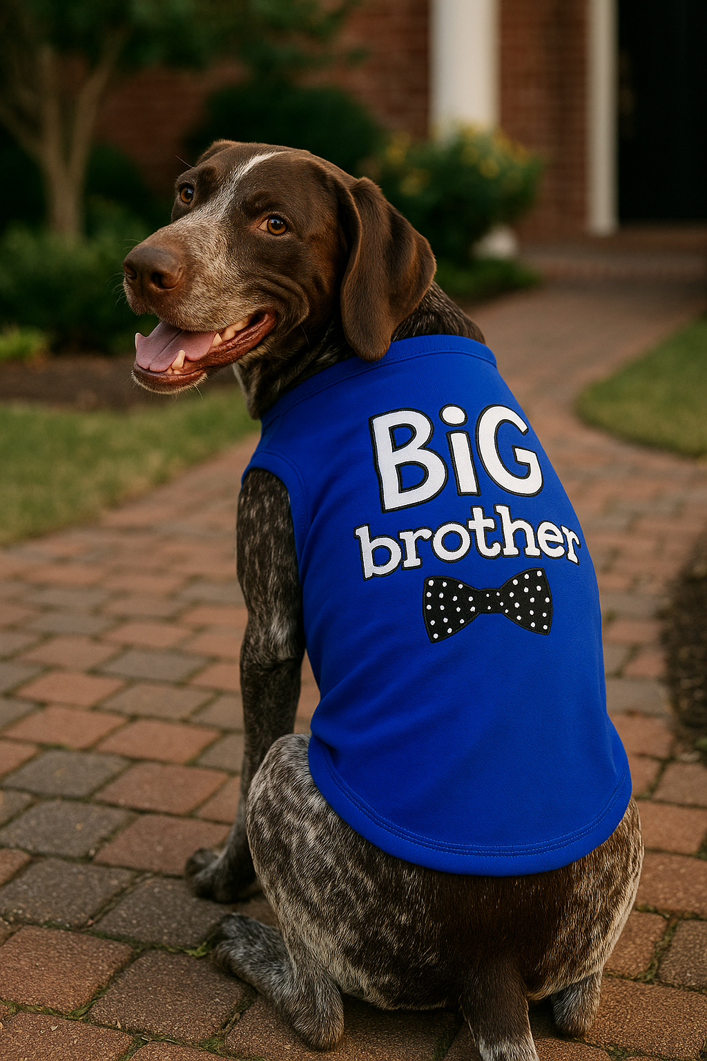 Parisian Pet Big Brother Embroidered Pet T-Shirt  Cute Sibling Announcement Dog Shirt for Dogs & Cats, Blue