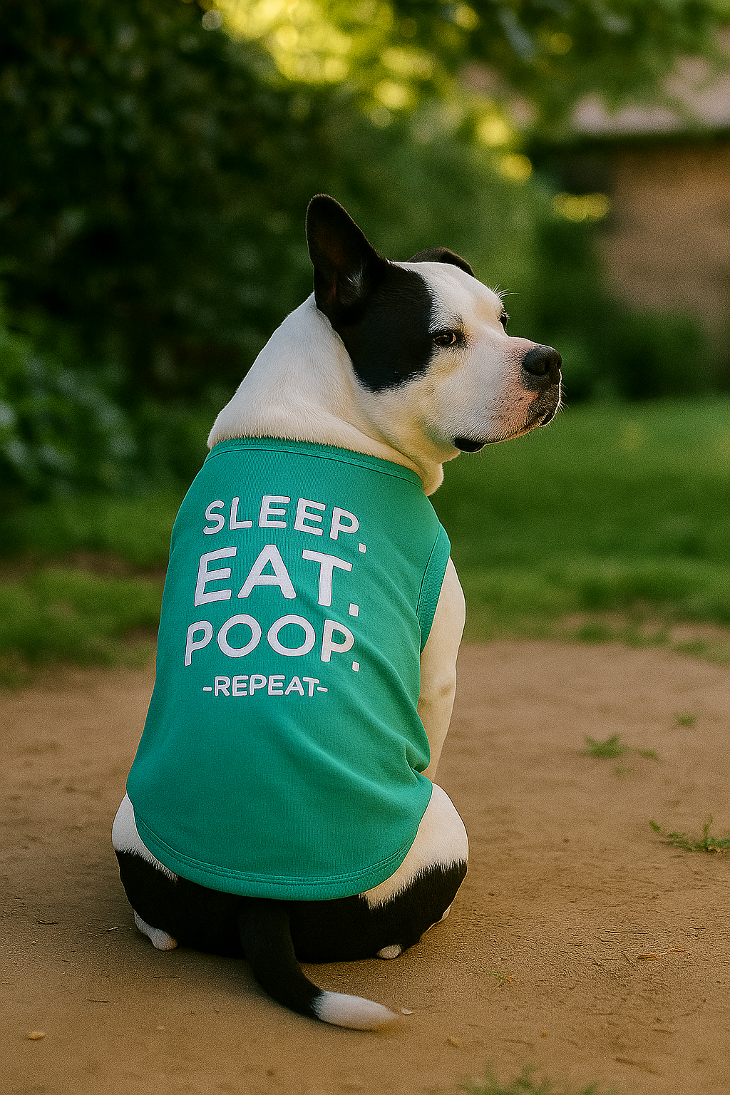 Parisian Pet Sleep Eat Poop Playful Dog Shirt  Trendy Embroidered Pet Apparel for Dogs & Cats, Saint Patricks Day