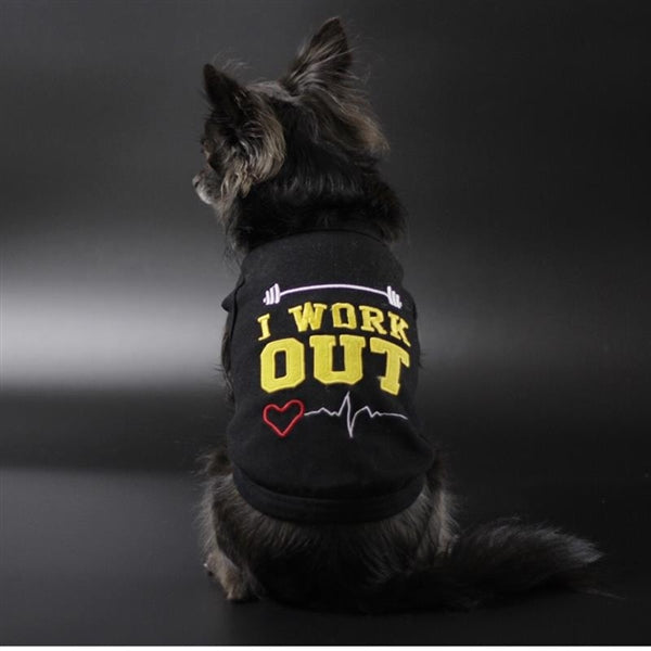 Parisian Pet I Work Out Trendy Dog Apparel  Playful Slogan Dog Shirt for Dogs & Cats, Black