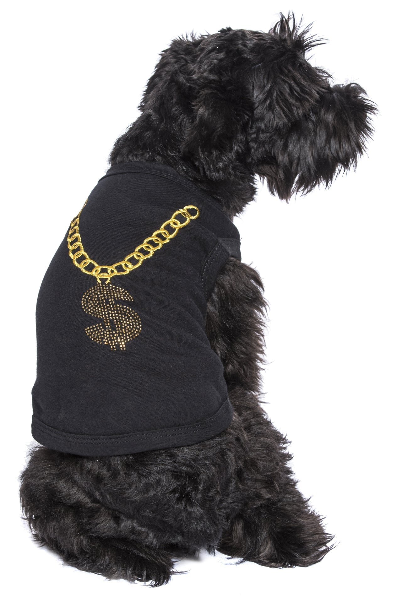 Parisian Pet Bling $ Dog Shirt  Sparkly Embroidered Pet T-Shirt for Dogs & Cats, Black