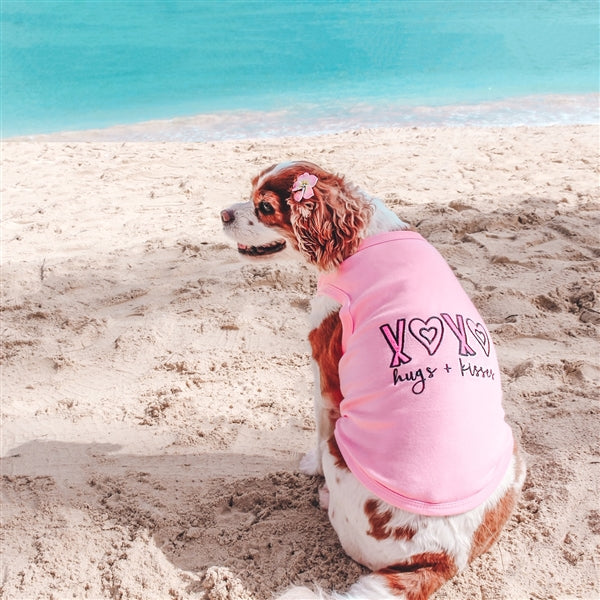 Parisian Pet XOXO Soft Cotton Slogan Dog T-Shirt  Trendy and Comfortable Outfit for Small Dogs & Cats, Pink-Valentines Day