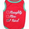 Parisian Pet Naughty or Nice Dog Christmas T-Shirt - Festive Pet Holiday Shirt for Dogs & Cats, Red