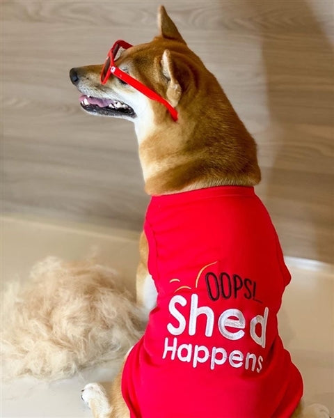 Parisian Pet Shed Happens Funny Dog T-Shirt-Red