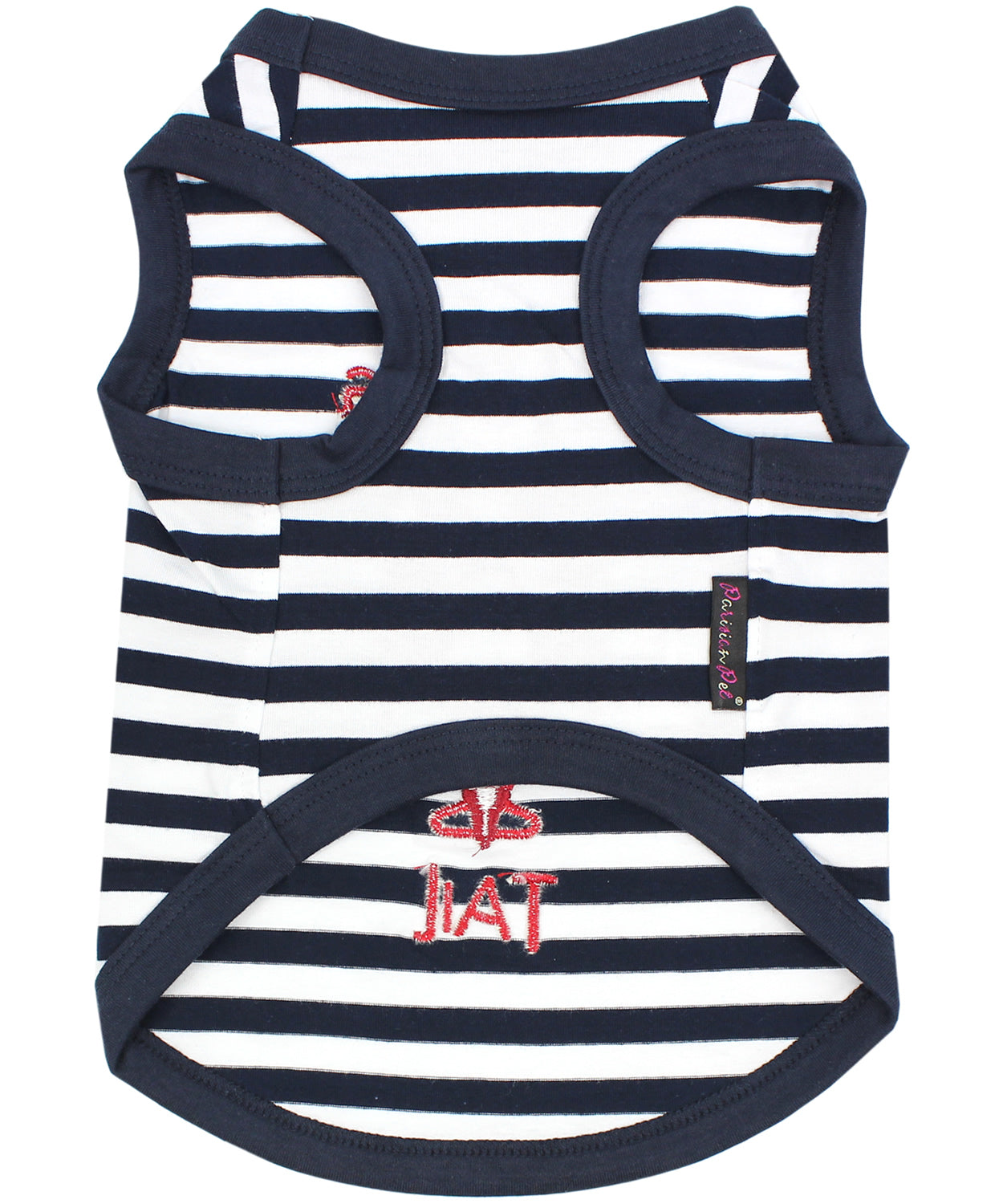 Parisian Pet Lobster Chasing Tail Dog T-Shirt-Blue & White Stripes