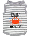 Parisian Pet Crabby But Cute Tee Embroidered Dog T-Shirt-Gray & White Stripes