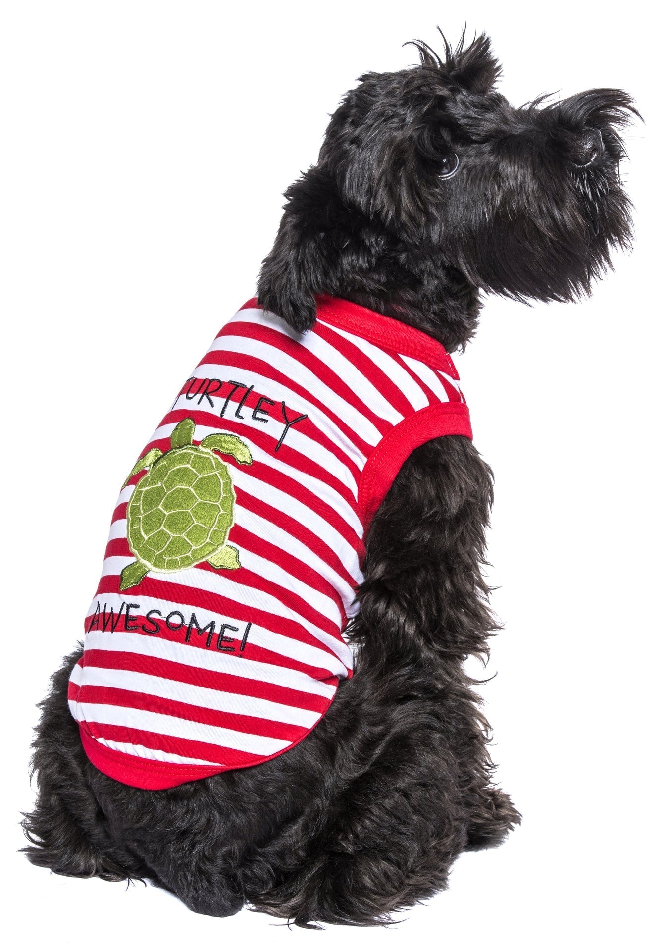 Parisian Pet Turtley Awesome Dog Shirt  Fun Slogan Cotton Pet T-Shirt for Dogs & Cats, Red and White Stripes