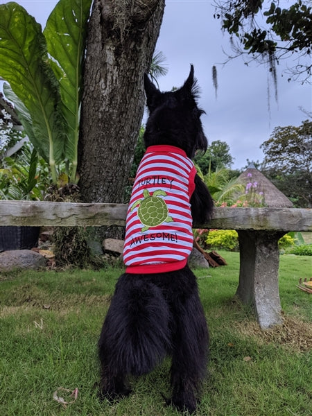 Parisian Pet Turtley Awesome Dog T-Shirt-Red & White Stripes