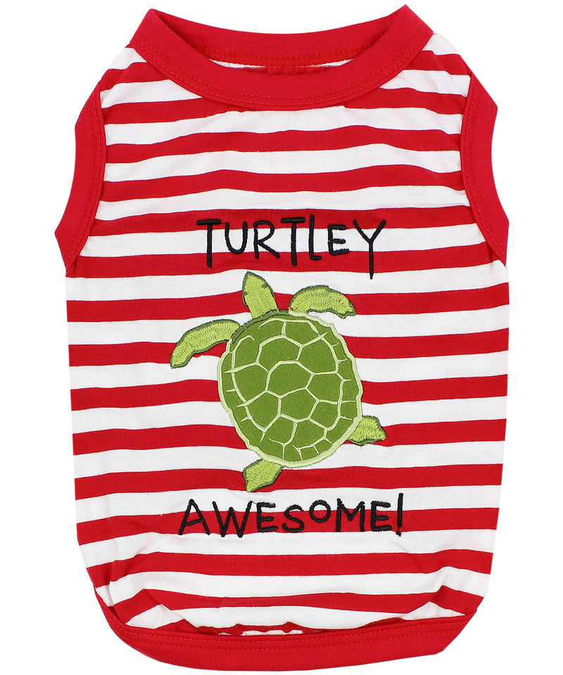 Parisian Pet Turtley Awesome Dog T-Shirt-Red & White Stripes