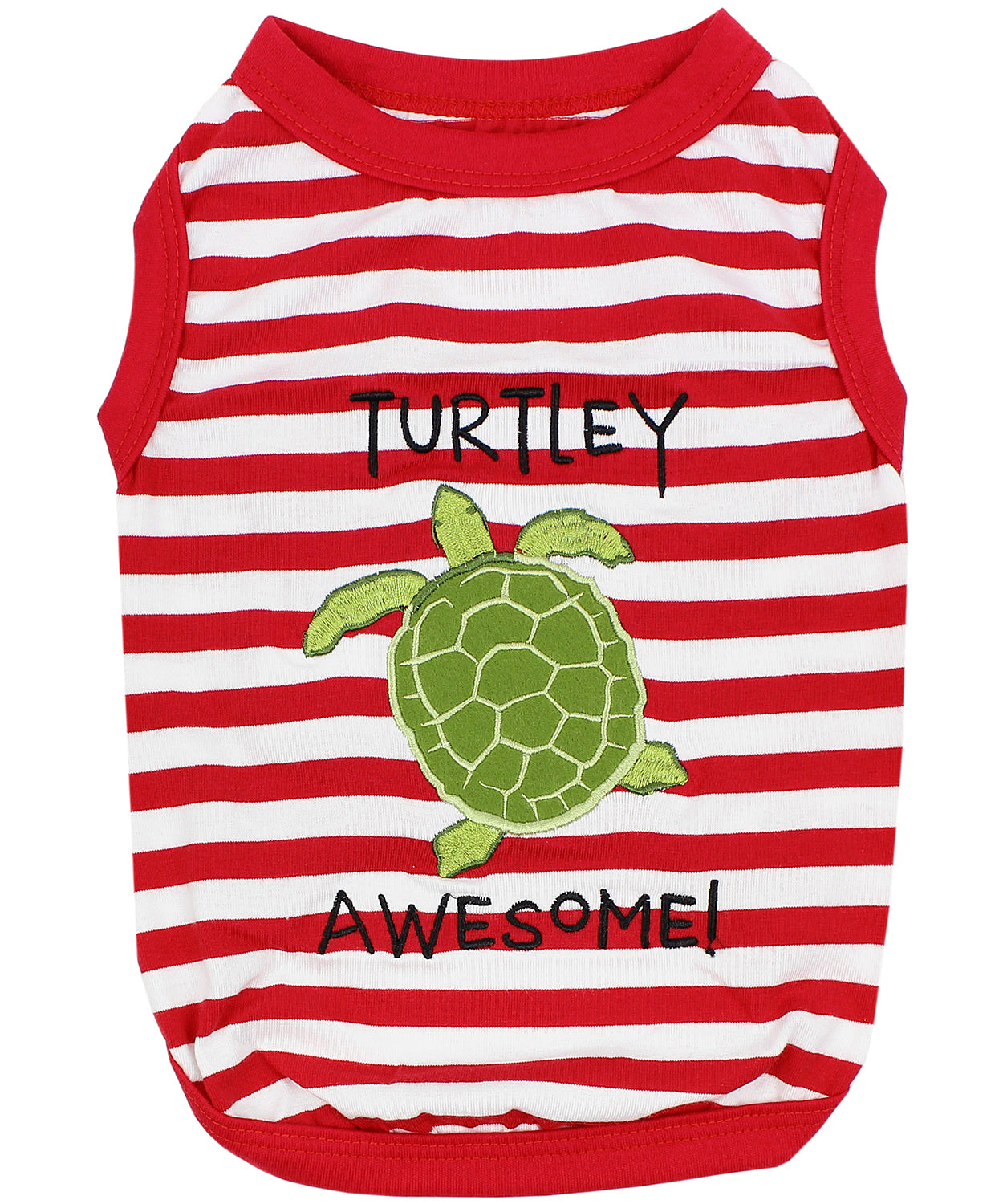Parisian Pet Turtley Awesome Dog Shirt  Fun Slogan Cotton Pet T-Shirt for Dogs & Cats, Red and White Stripes